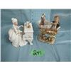 Image 1 : figurines of lady playing piano ( lady is musical ) and boy with baskets