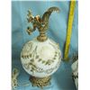 Image 8 : Three piece matching set of lighted decorative lamps and swag lamp , made in West Germany , one rose