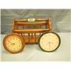 Image 1 : Wooden magazine rack and two clocks