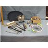 Image 1 : Granite rolling pin, large utensils, pie or cheesecake cutter, stainless butter dishes for heating u