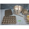 Image 2 : Small muffin tins , colunder, steak knives, whisk, trays