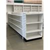 Image 2 : Large 4 Tier retail shelving double-sided gondola with end caps (approx. 190in W 55in H ((73in w/sig