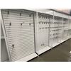 Image 2 : Row of 4 retail shelves w/approx 70 product hooks (approx. 193in W 148in H 26in D ((to the wall/back