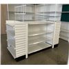 Image 2 : 4 tier retail shelving double-sided gondola with end caps (approx. 83in W 49in H 38in D) BIDDERS ARE