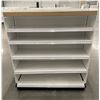 Image 2 : 4 tier double-sided gondola (approx. 84in W 55in H 50in D - excellent condition  - Madix brand) BIDD