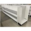 Image 2 : 3 Tier retail shelving double-sided gondola with end caps (approx. 180in W 55in H 38in D - excellent