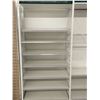 Image 2 : 3 rows of various tiered retail shelving (approx. 145in W 148in H 26in D - excellent condition) BIDD