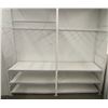 Image 2 : 2 rows of 3 tier retail shelving (approx. 97in W 148in H 26in D - excellent condition) BIDDERS ARE R