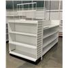 Image 2 : 4 tier retail shelving double-sided gondola with single end cap (approx. 115in W 55 1/2 H (78in H w/