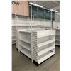 Image 1 : 4 tier retail shelving double-sided gondola with end caps (approx. 85in W 91in H (55in w/o top) 51in