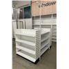 Image 2 : 4 tier retail shelving double-sided gondola with end caps (approx. 85in W 91in H (55in w/o top) 51in