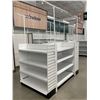 Image 1 : 4 tier retail shelving double-sided gondola with end caps (approx. 85in W 91in H (55in w/o top) 51in