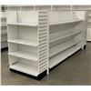 Image 2 : 4 tier retail shelving double-sided gondola with end caps (approx. 132in W 61in H 38in D - excellent