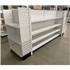 Image 3 : 4 tier retail shelving double-sided gondola with end caps (approx. 132in W 61in H 38in D - excellent