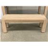 Image 2 : Group of wood table, bench & white box (table measures 6ftin W 3ft D 32in H) BIDDERS ARE RESPONSIBLE