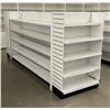 Image 2 : 5 tier retail shelving double-sided gondola with end caps (approx. 132in W 61in H 38in D - excellent