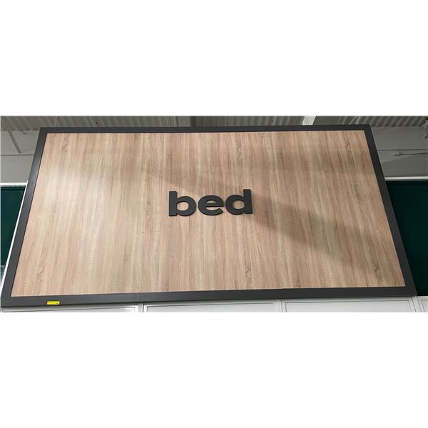 Large bed store sign (approx. 13ft W 76in H 2in D) BIDDERS ARE RESPONSIBLE FOR ALL COSTS ASSOCIATED 