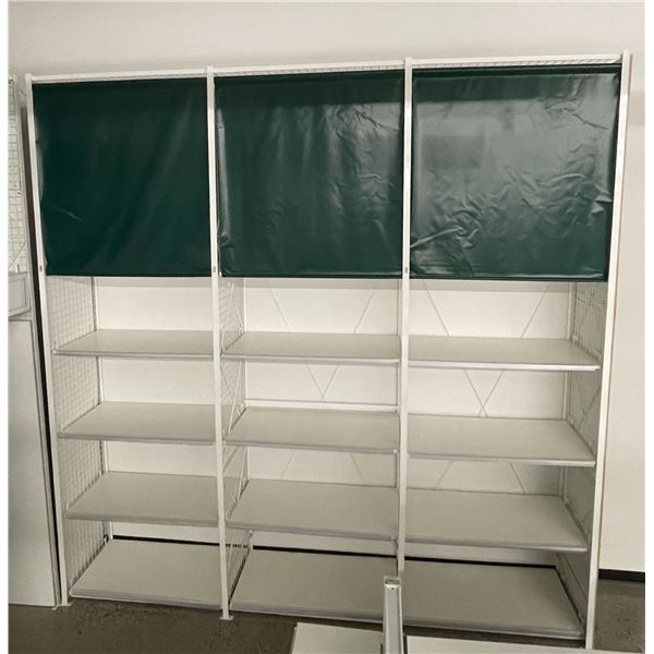 3 rows of 4 tier retail shelving (approx. 146in W 148in H 26in D - excellent condition) BIDDERS ARE 