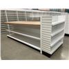 Image 2 : Large 2 tier retail double-sided with large wooden table top & single end cap (approx. 153in W 51 1/