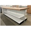 Image 3 : Large 2 tier retail double-sided with large wooden table top & single end cap (approx. 153in W 51 1/