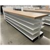 Image 3 : Large 4 tier retail double-sided with large wooden table top & single end cap (approx. 153in W 51 1/