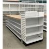 Image 1 : Large 4 tier retail double-sided with large wooden table top & single end cap (approx. 153in W 51 1/