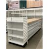 Image 2 : Large 4 tier retail double-sided with large wooden table top & single end cap (approx. 153in W 51 1/