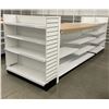 Image 1 : Large 3 tier retail double-sided with large wooden table top, single end cap & double-sided gondola 