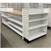 Image 2 : Large 3 tier retail double-sided with large wooden table top, single end cap & double-sided gondola 