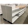 Image 4 : Large 3 tier retail double-sided with large wooden table top, single end cap & double-sided gondola 