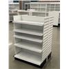 Image 4 : Double-sided retail shelving unit (approx. 34in W 59in H (69in w/sign holder) 38in D - excellent con