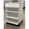 Image 2 : Double-sided retail shelving unit (approx. 34in W 59in H (69in w/sign holder) 38in D - excellent con