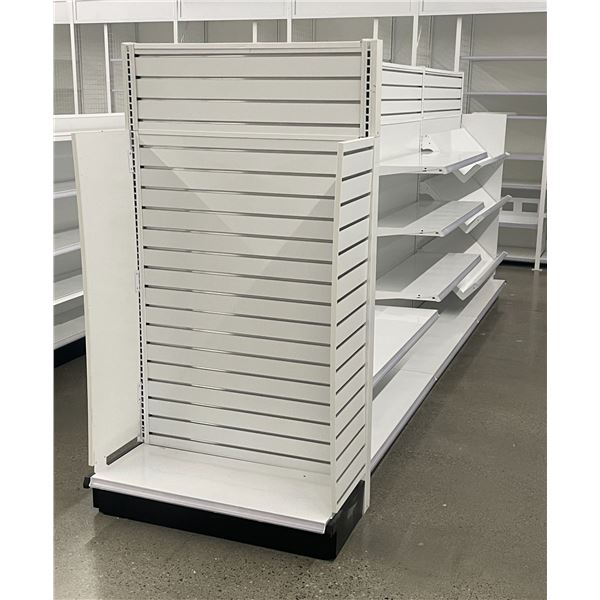 Large Slatwall retail w/single end cap & 7 shelves (approx. 168in W in 67H 38in D - excellent condit