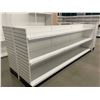 Image 4 : 3 tier retail shelving double-sided gondola with single end cap (only one side has shelves - approx.