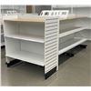 Image 1 : 3 Tier retail double-sided gondola with single end cap w/approx. 6 display stands(approx. 122in W 55