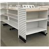 Image 2 : 3 Tier retail double-sided gondola with single end cap w/approx. 6 display stands(approx. 122in W 55