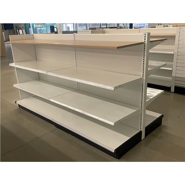 4 Tier retail double-sided gondola (approx. 98in W 55in H 43in D - excellent condition, Madix brand)