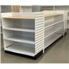 Image 1 : Large 4 Tier retail shelving double-sided gondola with end caps (approx.147in W 55in H 50in D - exce