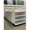 Image 2 : Large 4 Tier retail shelving double-sided gondola with end caps (approx.147in W 55in H 50in D - exce