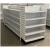 Image 2 : Large 4 Tier retail shelving double-sided gondola with end caps w/glass sliding doors (w/outlets alo