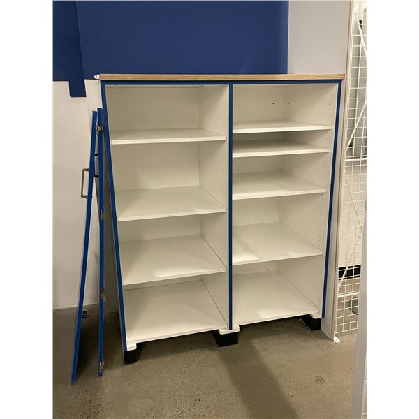 2 door retail storage cabinet (doors disassembled - approx. 48in W 60in H 28in D) BIDDERS ARE RESPON