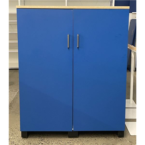 2 door retail storage cabinet (approx. 48in W 61in H 28in D - excellent condition) May contain betwe