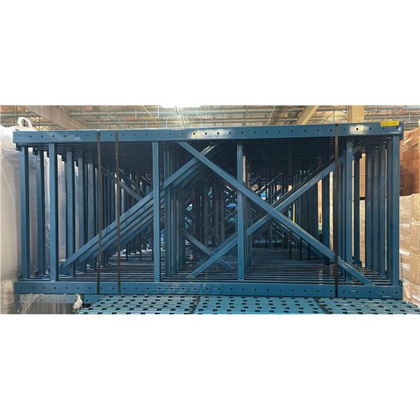 6 Blue pallet racking of uprights (approx. 42in W 96in H 7in D)