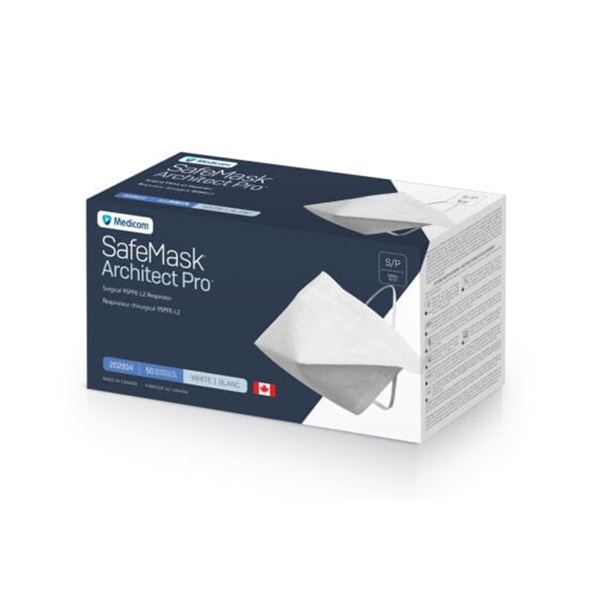 SafeMask Architect Pro N95 Surgical Respirator - Latex Free, White, 50/Pkg - Expiry dates may differ