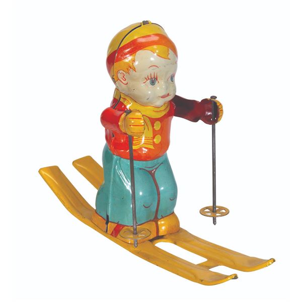 A Skiing Child Wind-Up Tin Toy.