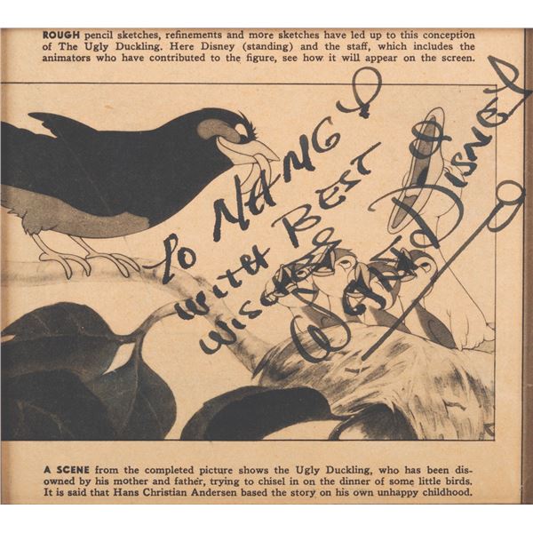 A Magazine Clipping Signed by Walt Disney.