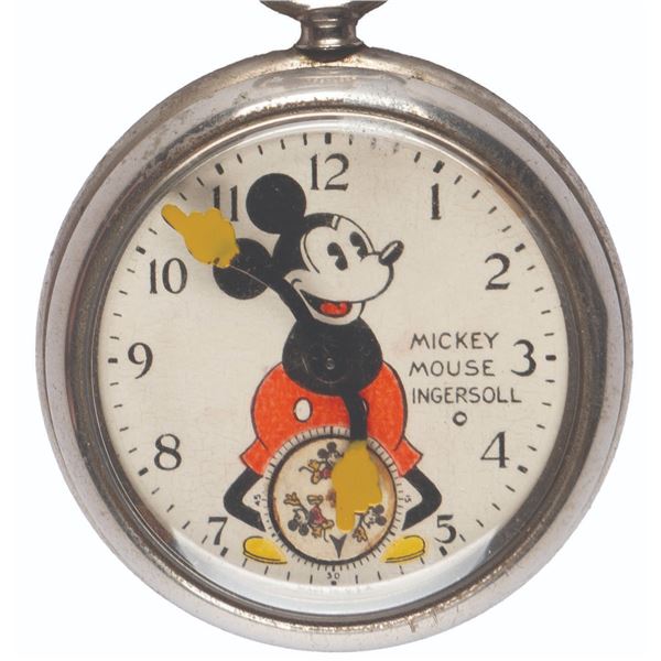 An Ingersoll Mickey Mouse Pocket Watch.