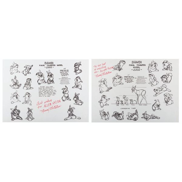 A Pair of Signed "Bambi" Model Sheets.