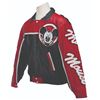 Image 3 : A Mickey Inc. Red, White, and Black Leather Jacket.