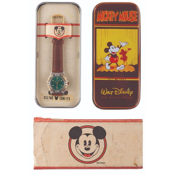 A Mickey Mouse Watch in a Tin Case.